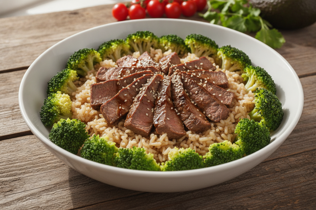 steak and broccoli bowl